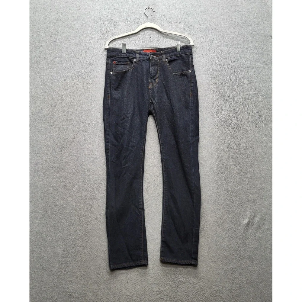 MBX Men Jeans 30X30 Dark Blue Denim Slim Fit Button Contrast Stitching 28